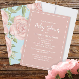 Carte Bouquet Rose jolie fille de bébé botanique rose