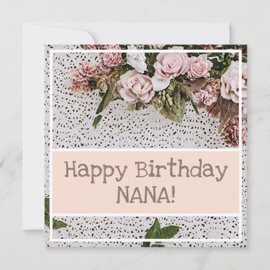 Carte Bouquet rose Rose vintage Crochet Beau Anniversair (Devant)