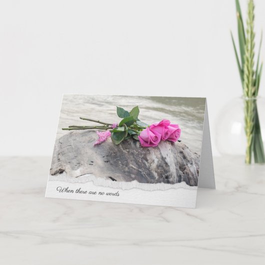 Carte Bouquet rose sur la sympathie du bois flotté (Devant)