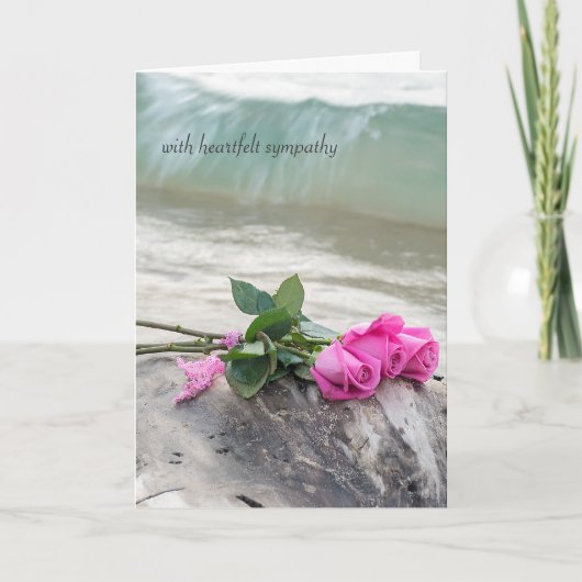 Carte bouquet rose sympathique sur bois flotté (Devant)