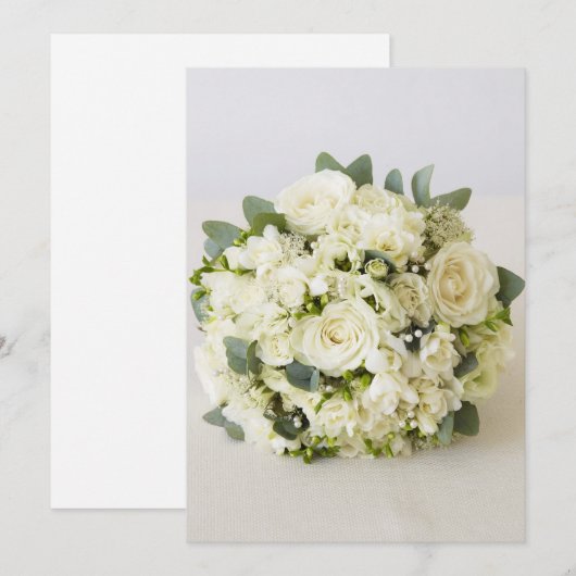 Carte Bouquet Roses blanches (Devant / Derrière)