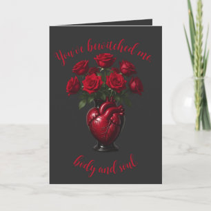 Carte Bouquet théâtral de roses rouges profondes 