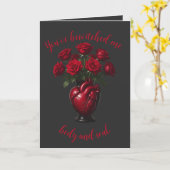 Carte Bouquet théâtral de roses rouges profondes  (Fleur jaune)