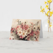 Carte Bouquet vintage de cosmos (Fleur jaune)