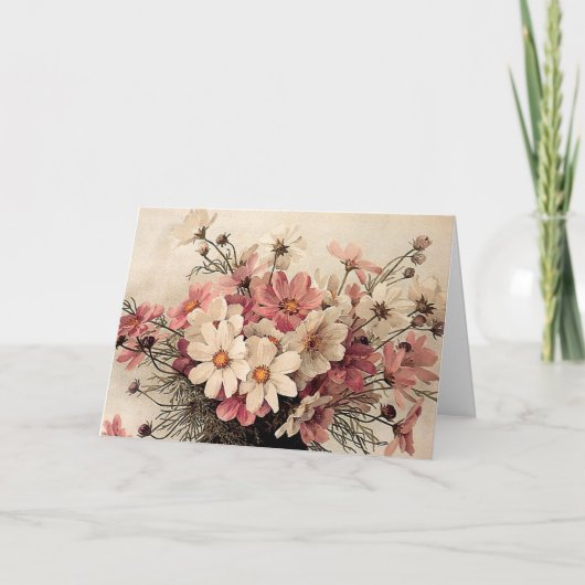 Carte Bouquet vintage de cosmos (Devant)