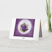 Carte Bouquet Violet Élégant Bordure Dorée (Dos)