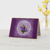 Carte Bouquet Violet Élégant Bordure Dorée (Fleur jaune)