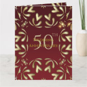 Carte Bourgogne 50e anniversaire de Mariage rouge et or (Devant)