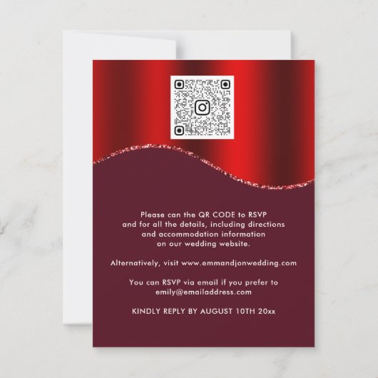 Carte Bourgogne Code QR Rose Mariage Nuptiale Bordeaux R (Dos)