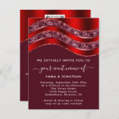 Carte Bourgogne Code QR Rose Mariage Nuptiale Bordeaux R (Devant / Derrière)