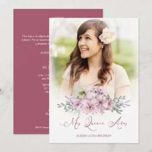 Carte Bourgogne Espagne Mis XV Años Photo Floral Garland