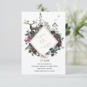 Carte Bourgogne et grise avec cerf Sauvez la date (Debout devant)