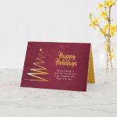Carte Bourgogne et Or Corporate Tendance pour les Fêtes (Fleur jaune)