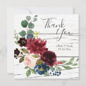 Carte Bourgogne Floral Elégant Rustique Aquarelle Merci (Devant)