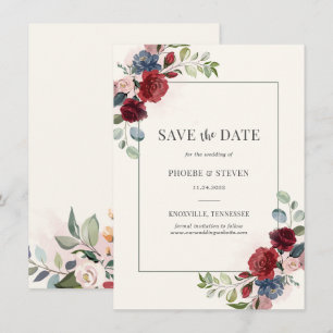 Carte Bourgogne Floral Rustic Botanical Enregistrer la d