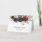 Carte Bourgogne florale et Merci Mariage bleu (Devant)