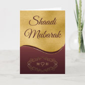 Carte Bourgogne Or Personnalisé Monogram Shaadi Mubarak (Devant)
