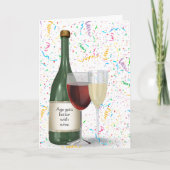 Carte Bouteille à vin Confetti pour fête d'anniversaire (Devant)