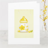 Carte Bouteille Bébé mignonne (Fleur jaune)
