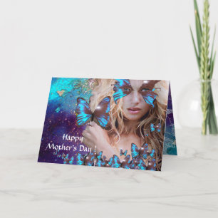 CARTE BOUTEILLE BLEUE EN PARKLES OR VERT TURQUOISE