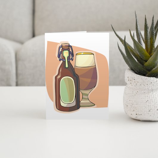 Carte Bouteille de bière artisanale et verre Brasserie r