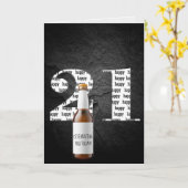 Carte Bouteille de bière pour 21e anniversaire (Fleur jaune)