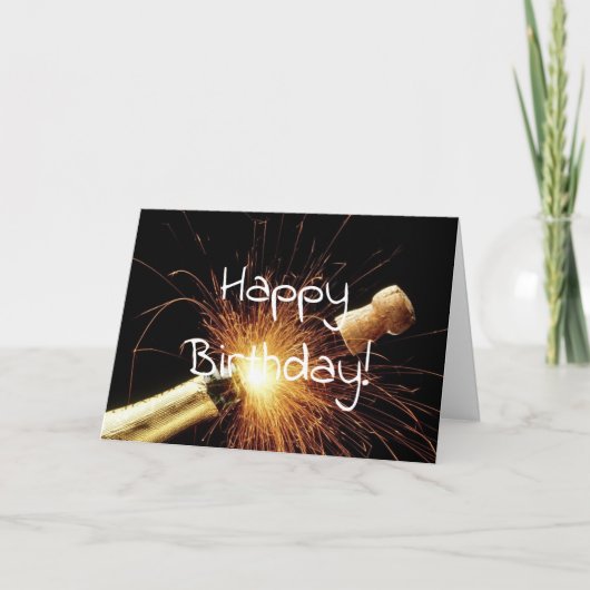 Carte bouteille de champagne anniversaire (Devant)