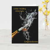 Carte Bouteille de Champagne Anniversaire Mariage d'or (Fleur jaune)