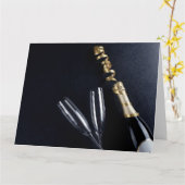 Carte Bouteille de Champagne & Verres (Fleur jaune)