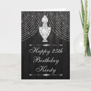Carte Bouteille de parfum diamant noir argent Anniversai