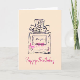Carte Bouteille de parfum mode aquarelle anniversaire