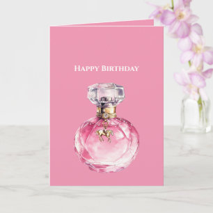 Carte Bouteille de parfum rose Porte-bonheur Cheval Anni
