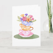 Carte Bouteille de tasse de thé dans les pastels avec de (Devant)