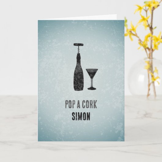 Carte Bouteille de vin - 'Faire sauter le bouchon' - Cél (Fleur jaune)