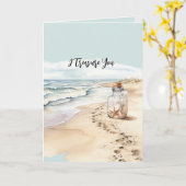 Carte Bouteille d'étoile de mer de sable de plage Je vou (Fleur jaune)