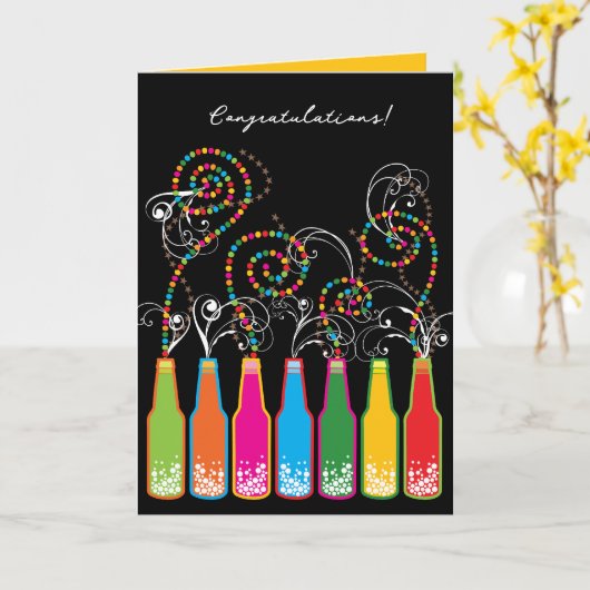 Carte Bouteilles Colorées Et Bouteilles Félicitations (Fleur jaune)