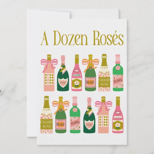Carte Bouteilles de champagne rose Pop Fizz Clink (Devant)