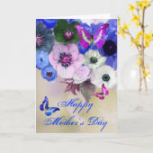 CARTE BOUTEILLES, ROSES BLANCS BLEUS ET FLEURS D'ANÉONE (Fleur jaune)