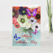 CARTE BOUTEILLES, ROSES ROUGES BLANCHES ET FLEURS D'ANÉO (Devant)