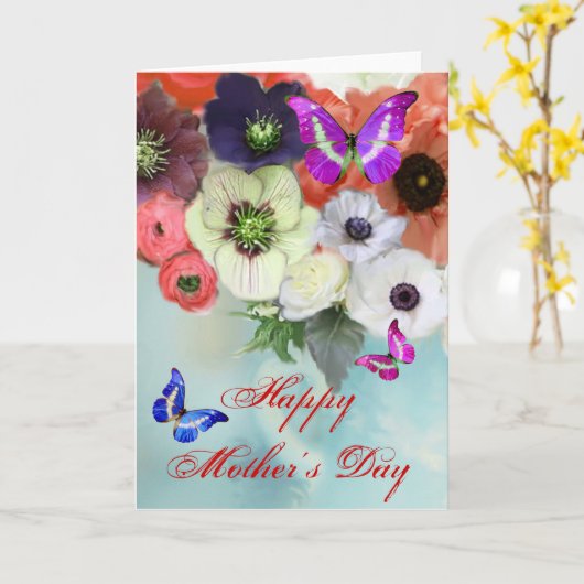 CARTE BOUTEILLES, ROSES ROUGES BLANCHES ET FLEURS D'ANÉO (Fleur jaune)