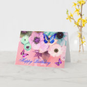 CARTE BOUTEILLES, ROSES TURQUOISES ROSES ET FLEURS D'ANÉ (Fleur jaune)