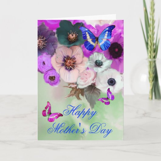 CARTE BOUTEILLES, ROSES VIOLENTS BLANCS ET FLEURS D'ANÉO (Devant)