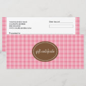 Carte Boutique rose Plaid Style Certificats cadeaux (Devant / Derrière)
