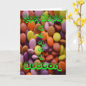 Carte Bouton de bonbons d'anniversaire heureux (Fleur jaune)