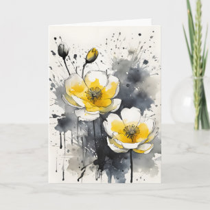 Carte Bouton d'or - Fleurs aquarelle