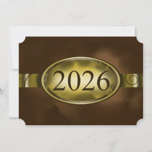 Carte bouton floral marron et or 2026