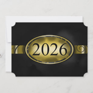 Carte bouton floral noir et or 2026