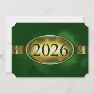 Carte bouton floral vert et or 2026