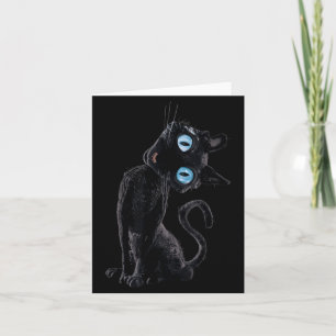 Carte Bouton Mignon de Chat Noir Paresseux Mème Yeux Amo