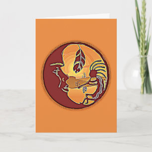 Carte Bouton paysage - Plume de lune Kokopelli 1